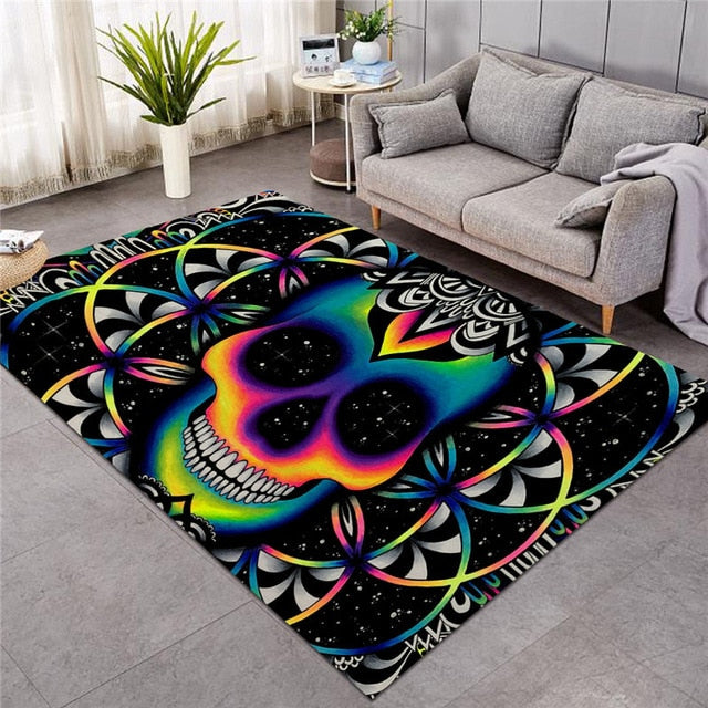Large Carpets for Living Room Colorful Skull Area Rug