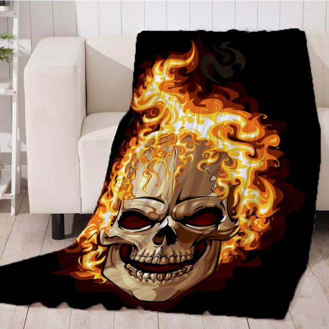 Dropship Blanket/Skull Design Fleece Travel Blanket Throw on Sofa/Comfortable Plane Rug Manta