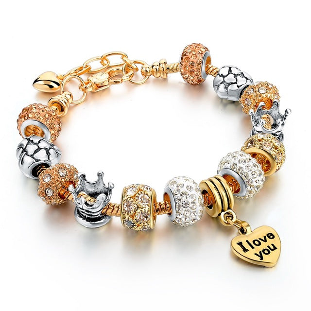 Luxury Crystal Heart Charm Bracelets & Bangles Gold Bracelets For Women Jewellery Pulseira Feminina
