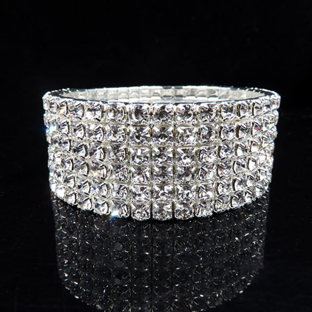 1PC Fashion Hot Sale Popular Bracelet For Women Crystal Stretch Shine Wedding Bridal Gift