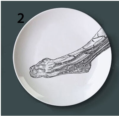 Human Body structure decorative plate art ceramic dish display tray club price fun skull dish creative kitchen decoration set
