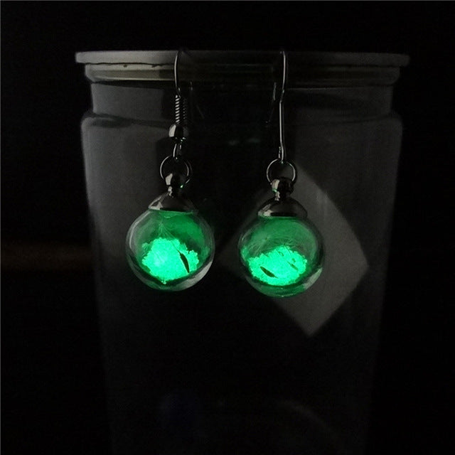 3 Colors Luminous Drop Earrings Dandelion Earrings Charm Glowing In The Dark Silver Color Dangle Earrings For Women Gift Jewelry
