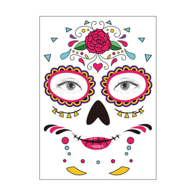 Waterproof Temporary Tattoo Sticker Party Decoration Sugar skull Mask