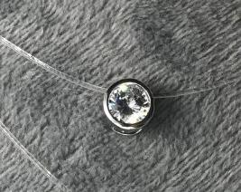 Fashion Square Imitation Pearl Stone Crystal Zircon Necklace Invisible Transparent Fishing Line Chain Necklace For Women