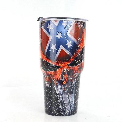 30oz America Skull Thermos Mug Vacuum Flask Stainless Steel tumbler Mug