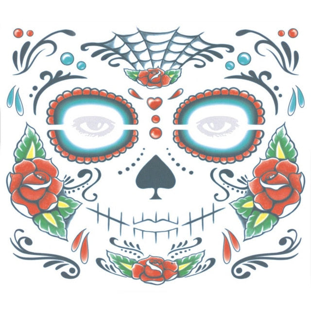 Hot Zombie DAY OF THE DEAD temporary tattoo mask costume Sugar Skull
