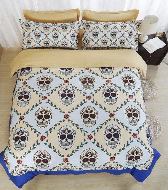 Personalized Sugar Skull Halloween Bedding Set Duvet Cover Pillowcase Bed Sheets Twin Full Queen King Size Textile Sets