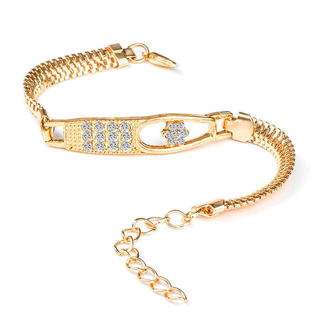 Brand Round Crystal CZ Hand Chain Bracelets for Women Gold Color Twisted Bracelet & Bangle Engagement Jewelry Wholesale