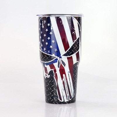 30oz America Skull Thermos Mug Vacuum Flask Stainless Steel tumbler Mug