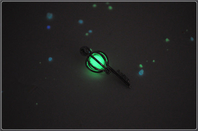Creative hollow vintage Luminous key locket necklace glow in the dark necklace pendant glowing heart light up jewelry