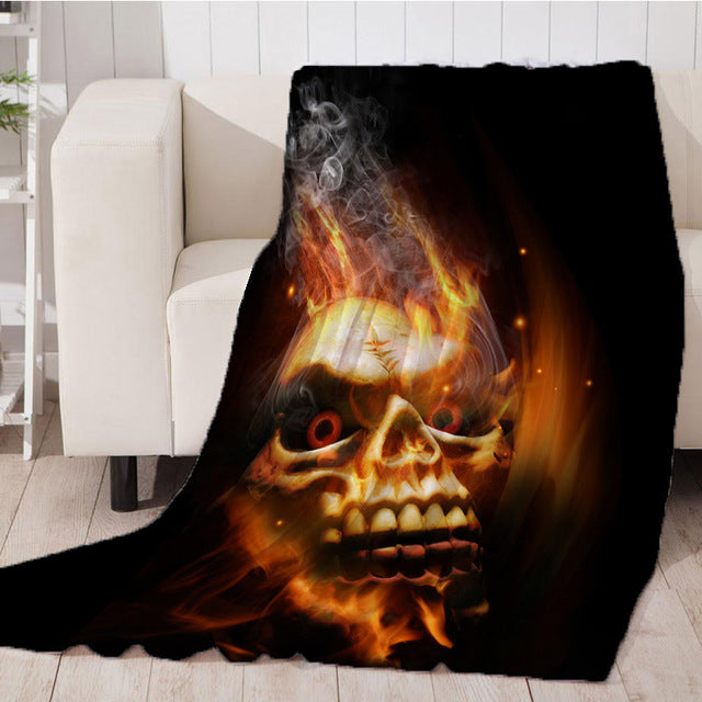 Flannel Halloween Skull Skeleton Head Spider Net Nightmare Throw Blanket Plaids Warmth Soft Plush Sofa Bed