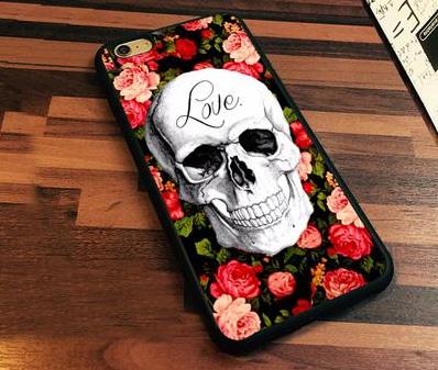 Sugar Skull flower Printed Soft Rubber Mobile Phone Cases For iPhone