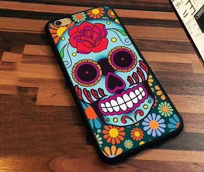 Sugar Skull flower Printed Soft Rubber Mobile Phone Cases For iPhone