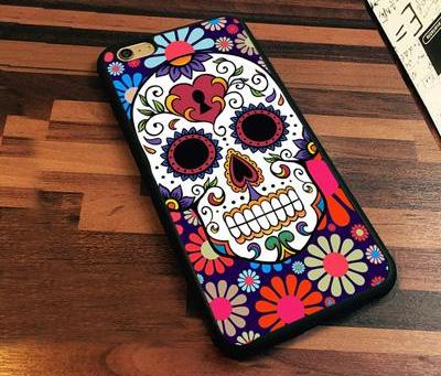 Sugar Skull flower Printed Soft Rubber Mobile Phone Cases For iPhone