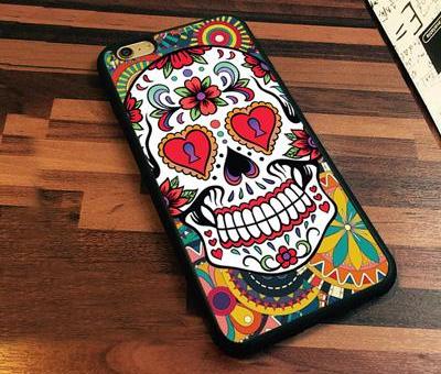 Sugar Skull flower Printed Soft Rubber Mobile Phone Cases For iPhone