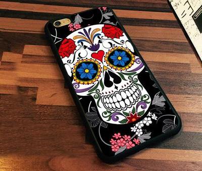 Sugar Skull flower Printed Soft Rubber Mobile Phone Cases For iPhone