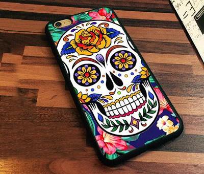 Sugar Skull flower Printed Soft Rubber Mobile Phone Cases For iPhone