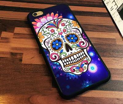 Sugar Skull flower Printed Soft Rubber Mobile Phone Cases For iPhone