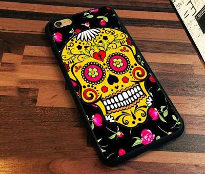 Sugar Skull flower Printed Soft Rubber Mobile Phone Cases For iPhone