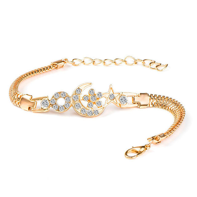 Brand Round Crystal CZ Hand Chain Bracelets for Women Gold Color Twisted Bracelet & Bangle Engagement Jewelry Wholesale