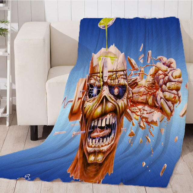 Dropship Blanket/Skull Design Fleece Travel Blanket Throw on Sofa/Comfortable Plane Rug Manta