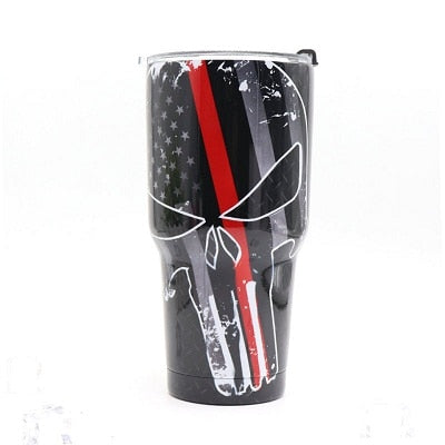 30oz America Skull Thermos Mug Vacuum Flask Stainless Steel tumbler Mug