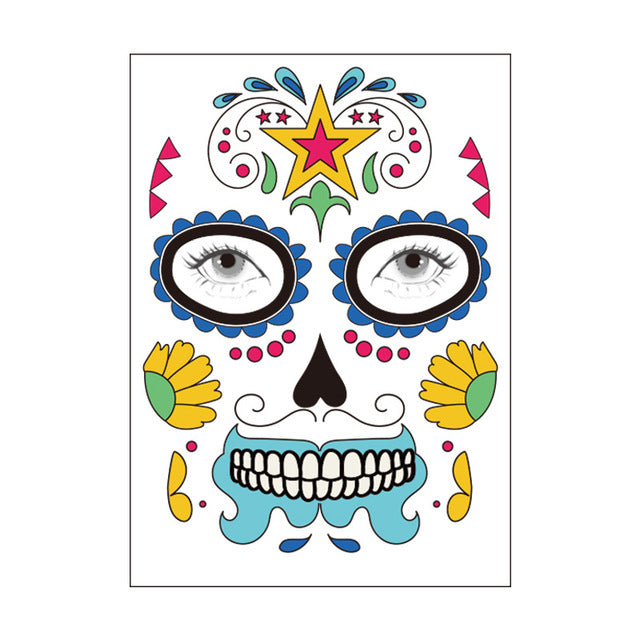 Waterproof Temporary Tattoo Sticker Party Decoration Sugar skull Mask