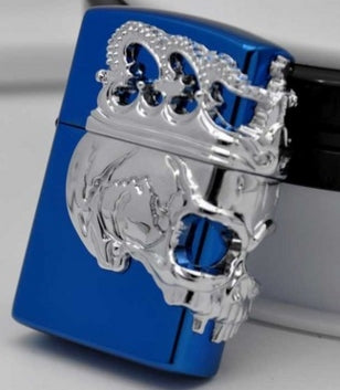 5 color Metal Relief Kerosene Crown skull Lighter