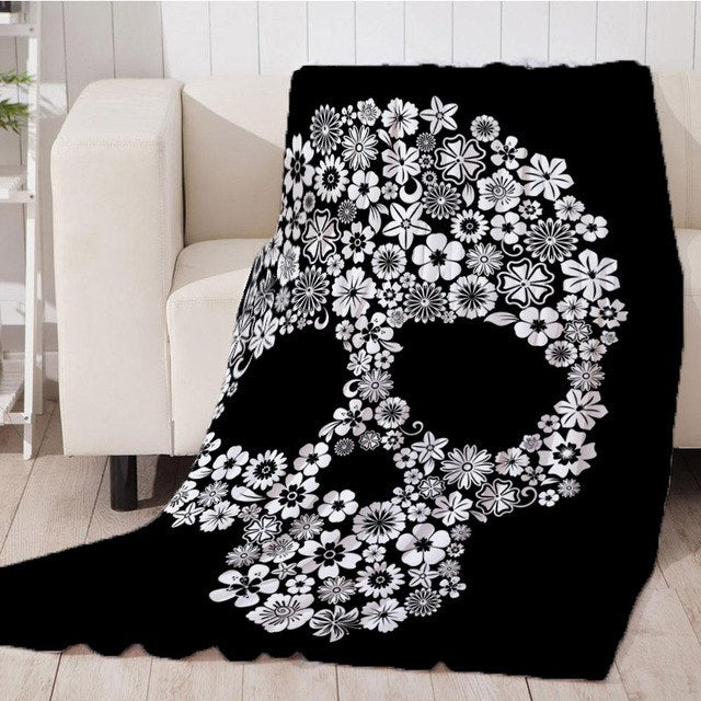 Flannel Halloween Skull Skeleton Head Spider Net Nightmare Throw Blanket Plaids Warmth Soft Plush Sofa Bed
