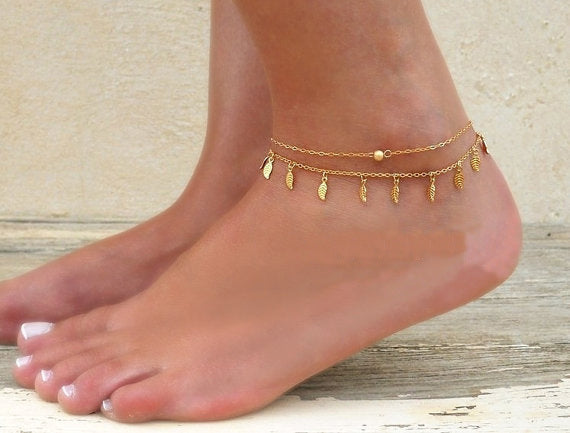 Gold Silver Color moda praia Anklet Bracelet on The Leg 2018 Fashion Summer Beach Foot Jewelry Tobilleras De Plata Para Mujer