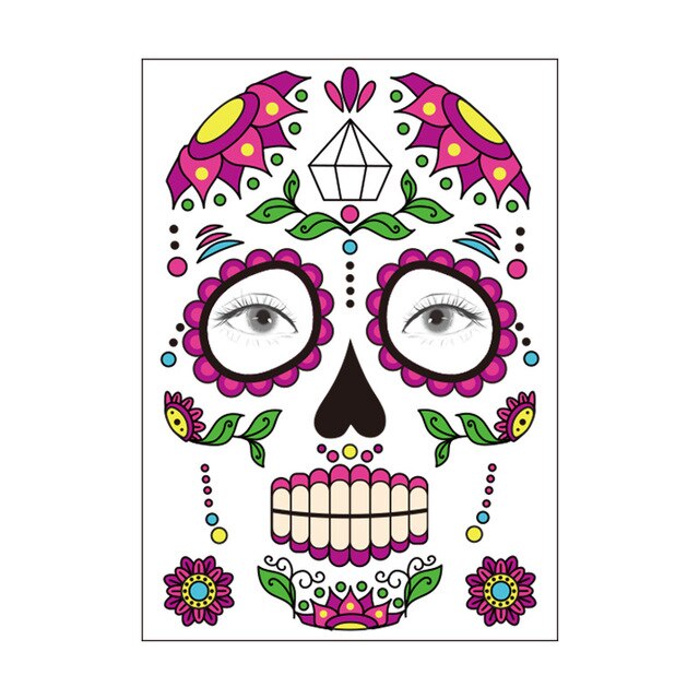 Waterproof Temporary Tattoo Sticker Party Decoration Sugar skull Mask