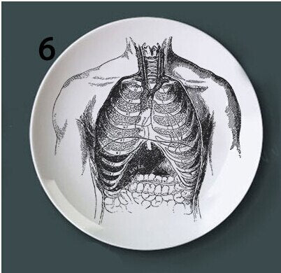Human Body structure decorative plate art ceramic dish display tray club price fun skull dish creative kitchen decoration set