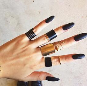 Fashion Black Opening Ring 3 pcs/set Midi Finger Knuckle Ring Set for Women Punk Alloy Finger Rings Boho Jewelry