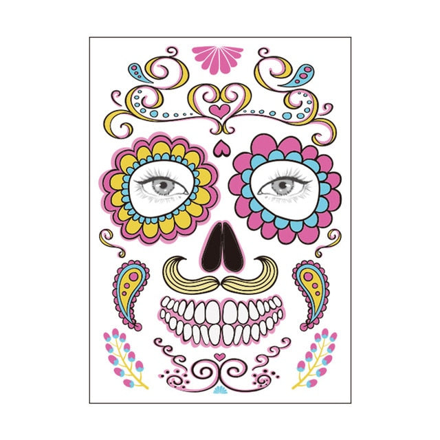 Waterproof Temporary Tattoo Sticker Party Decoration Sugar skull Mask