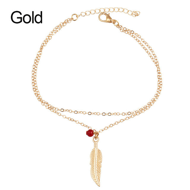 Anklets For Women Popular Golden Color Alloy Girls Bell Anklet Bead Chain Tassel Barefoot Sandal Beach Foot Jewelry