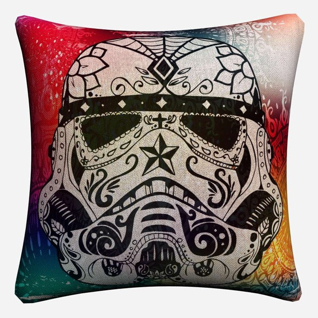 Sugar Skull Psychedelic Mandala Art Decorative Cotton Linen Cushion Cover