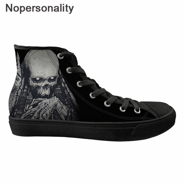 Sugar Skull Winter Sneakers 3D Print Rose Punk Style High Top Canvas Shoes