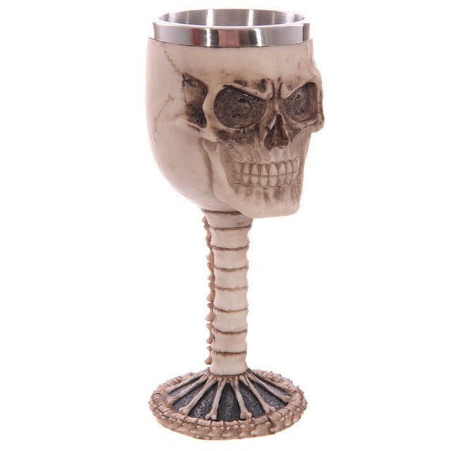 Unusual Stainless Steel Gothic Goblet Party Creative Drinking Glass 3D Skull Skeleton Punk Style Wine Glasses Whiskey Cups