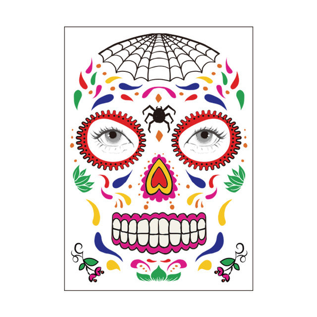 Waterproof Temporary Tattoo Sticker Party Decoration Sugar skull Mask