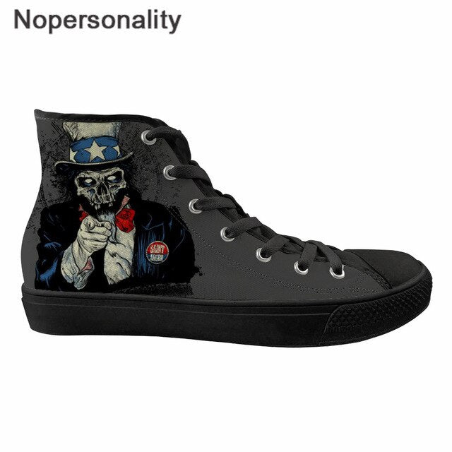 Sugar Skull Winter Sneakers 3D Print Rose Punk Style High Top Canvas Shoes