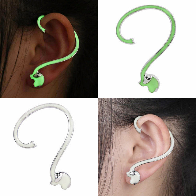 Punk Ear Cuff Wrap Glow In The Dark Shellhard Trendy Luminous Ear Clip Earrings Stud Earrings For Women Jewelry
