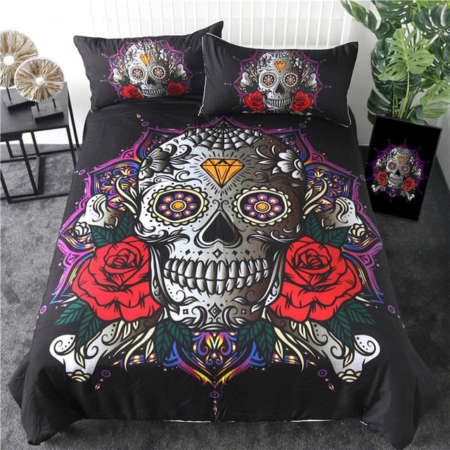 Sugar Skull Bedding Set 3pcs