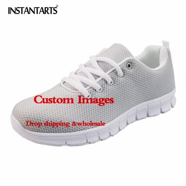 Sugar Skulls Printing Women Lace Up Flat Shoes Summer Mesh Breathable