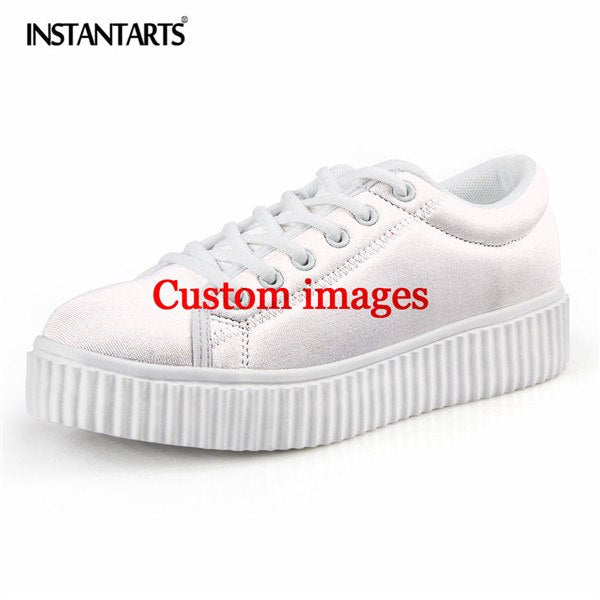 Trendy Sugar Skull Print Women Flats Platform Shoes Fashion Lace Up