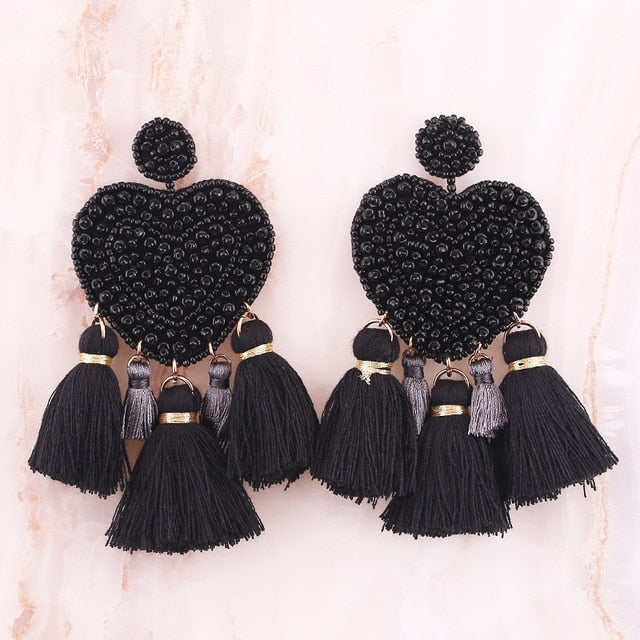 Fashion Women Multicolored Skull Pendant Fringed Earrings