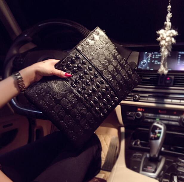 Handbag Skull Printed Casual Clutch Envelope Shoulder Bag