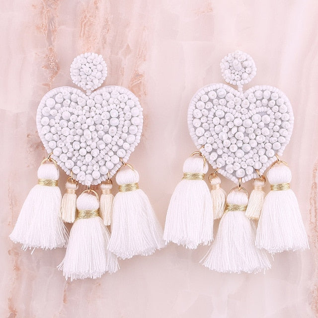 Fashion Women Multicolored Skull Pendant Fringed Earrings