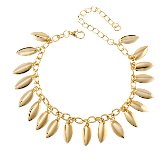 Fashion Crystal Anklets For Women Gold Silver Color Boho Anklet Strap Bracelet on the Leg Foot Bracelets Bohemian Jewelry Gift