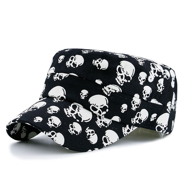 Men Black Cool Skull Baseball Caps Women Cotton Casual Flat Hats Brand Gorras Planas Snapback Adjustable Design Bone
