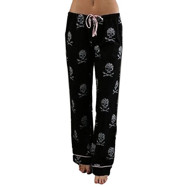 Women Pants Casual Low Waist Flare Wide Leg Long Pants